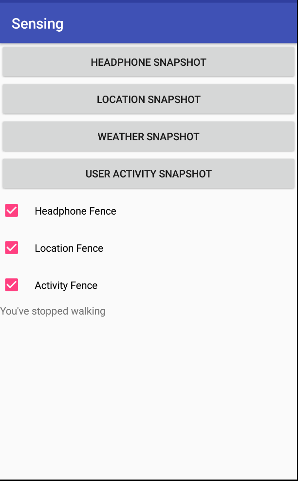 Screenshot of detected activity fence