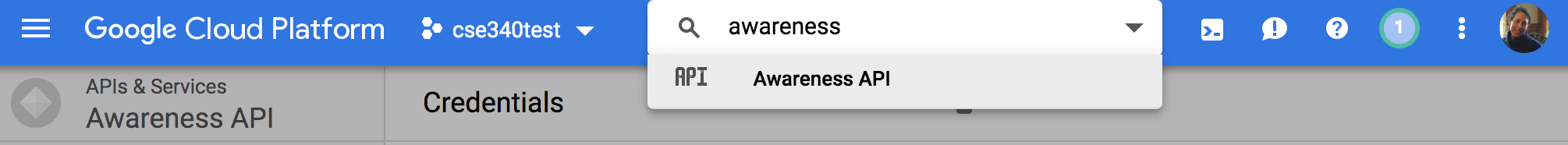 Screenshot of awareness search