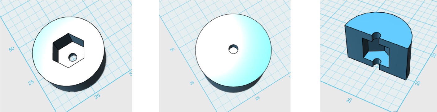 :img Picture of a model for embedding a nut and bolt in a print, 60%